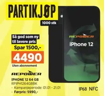 POWER REPOWER IPHONE 12 64 GB RPIPH1264GBBK tilbud