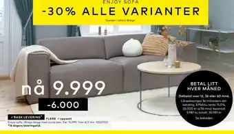 Skeidar Enjoy sofa i brego beige med sorte ben tilbud