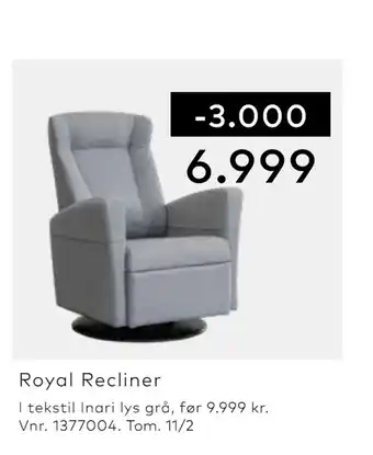 Skeidar Royal recliner tilbud