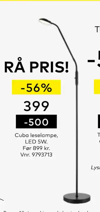 Skeidar Cuba leselampe tilbud