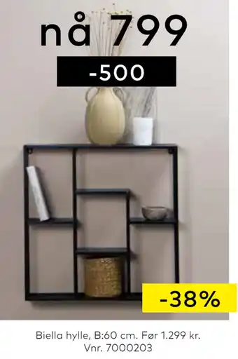 Skeidar Biella hylle, b:60 cm tilbud