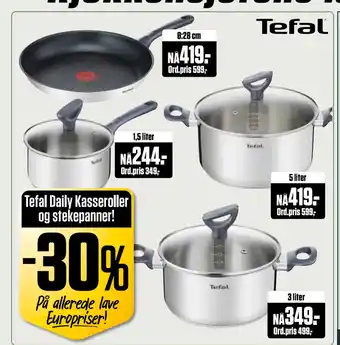 Europris Tefal daily kasseroller og stekepanner! tilbud