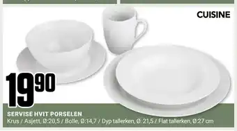 Europris Servise hvit porselen tilbud