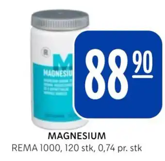 Rema 1000 MAGNESIUM REMA 1000, 120 stk, 0,74 pr. stk tilbud