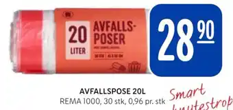 Rema 1000 AVFALLSPOSE 20L tilbud