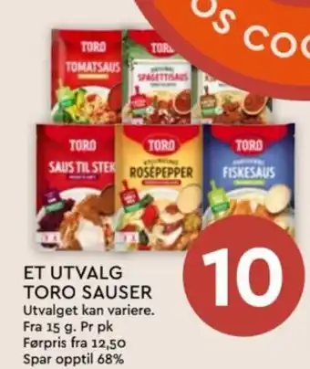 Coop Mega ET UTVALG TORO SAUSER tilbud
