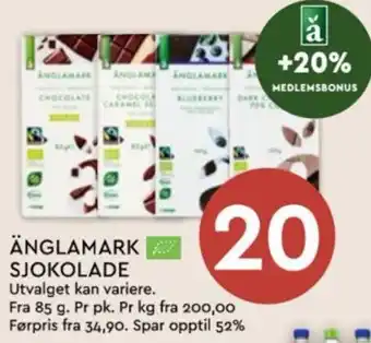 Coop Mega ÄNGLAMARK SJOKOLADE tilbud