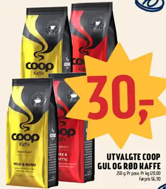 Coop Prix UTVALGTE COOP GUL OG RØD KAFFE tilbud