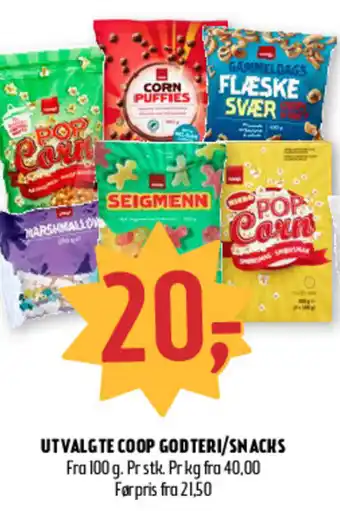 Coop Prix UTVALGTE COOP GODTERI/SNACKS tilbud