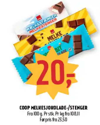Coop Prix COOP MELKESJOKOLADE-/STENGER tilbud