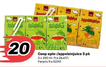 Matkroken Coop eple-/appelsinjuice 3 pk tilbud