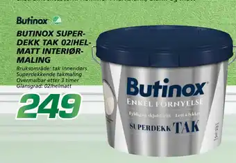 Coop Byggmix Butinox superdekk tak 02/helmatt interiørmaling tilbud