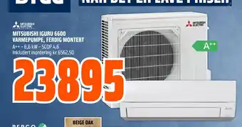 Obs Bygg Mitsubishi iguru 6600 varmepumpe, ferdig montert tilbud