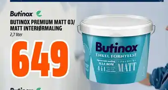 Obs Bygg Butinox premium matt 03/ matt interiørmaling tilbud