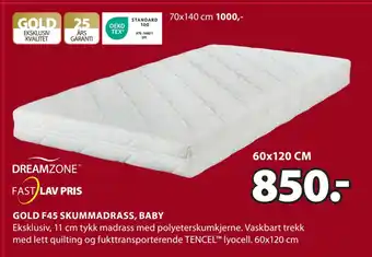 JYSK Gold f45 skummadrass, baby tilbud