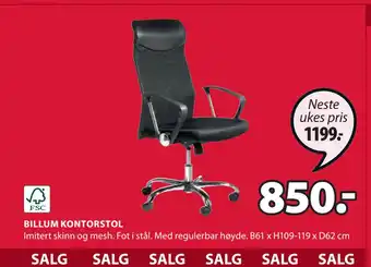 JYSK Billum kontorstol tilbud