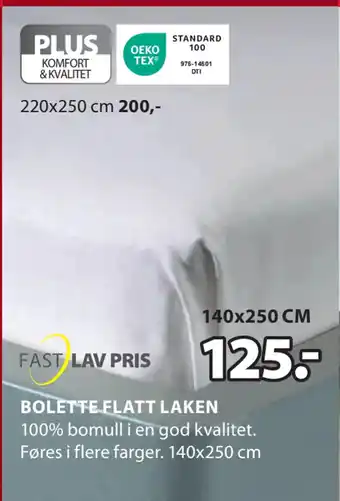 JYSK Bolette flatt laken tilbud