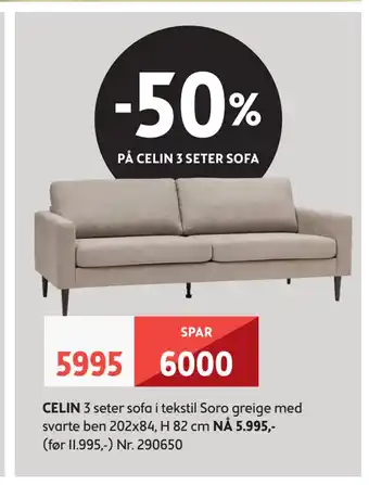 Bohus Celin 3 seter sofa tilbud