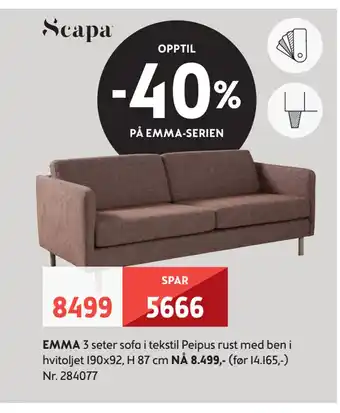 Bohus Emma 3 seter sofa tilbud