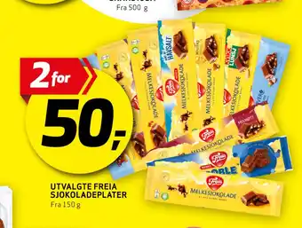 Bunnpris Utvalgte freia sjokoladeplater tilbud