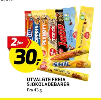 Bunnpris Utvalgte freia sjokoladebarer tilbud