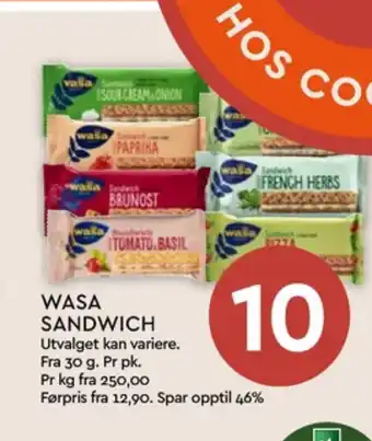Coop Mega Wasa sandwich sourcream & onion tilbud