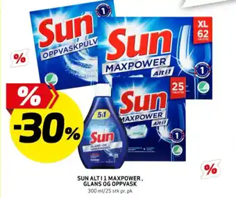 Bunnpris SUN ALT I 1 MAXPOWER, GLANS OG OPPVASK tilbud