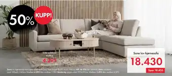 Fagmøbler Sone lav hjørnesofa tilbud