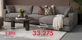 Fagmøbler Thanos hjørnesofa tilbud