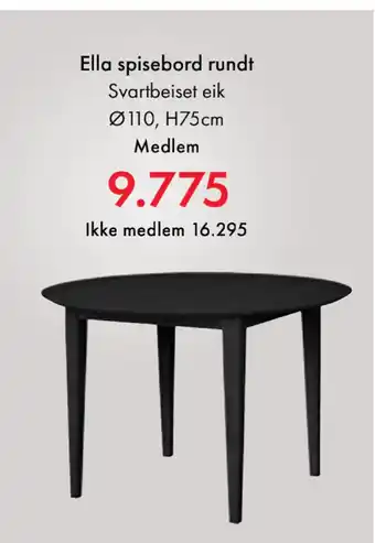 Fagmøbler Ella spisebord rundt tilbud