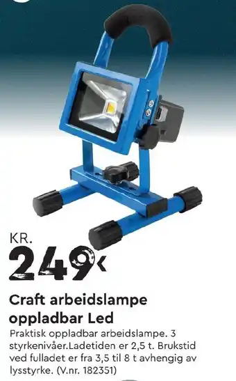 Mekk Craft arbeidslampe oppladbar Led tilbud
