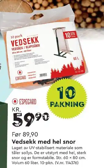 Mekk Vedsekk med hel snor tilbud