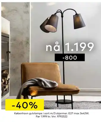 Skeidar København gulvlampe tilbud