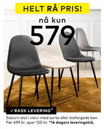 Skeidar Saturn stol i velur med sorte eller trefargede ben tilbud