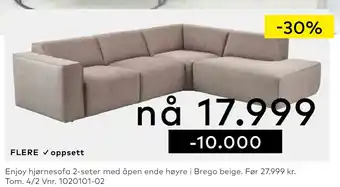 Skeidar Enjoy hjørnesofa 2-seter med åpen ende høyre tilbud