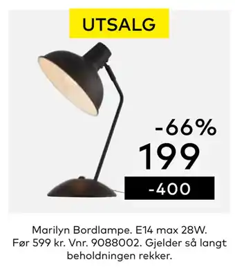 Skeidar Marilyn Bordlampe tilbud