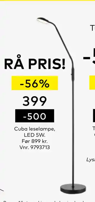 Skeidar Cuba leselampe tilbud