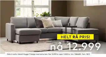 Skeidar Oslo U-sofa tilbud