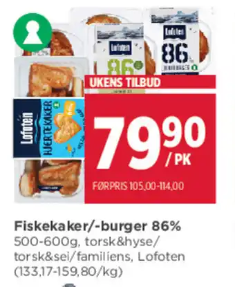 Meny Fiskekaker/-burger 86% tilbud
