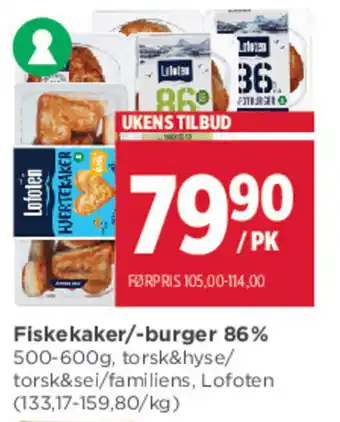Meny Fiskekaker/-burger 86% tilbud