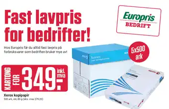 Europris Xerox kopipapir tilbud