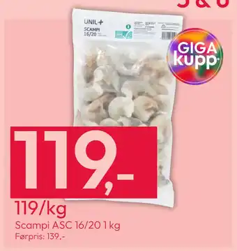 Gigaboks Scampi ASC 16/20 1 kg tilbud