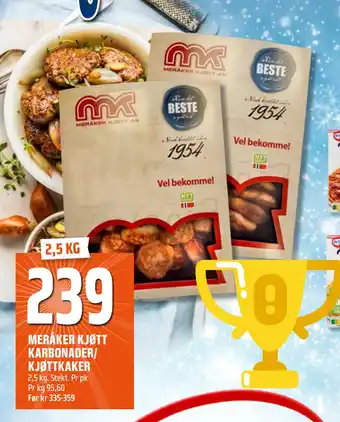 Coop Obs MERÅKER KJØTT KARBONADER/ KJØTTKAKER tilbud