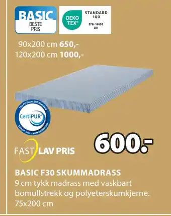 JYSK BASIC F30 SKUMMADRASS tilbud