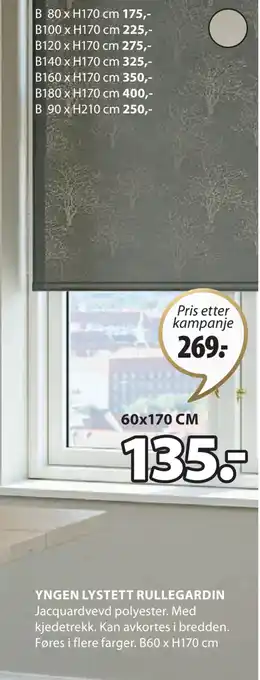 JYSK YNGEN LYSTETT RULLEGARDIN tilbud