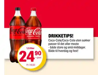 Coop Extra Coca-Cola/Coca-Cola uten sukker tilbud