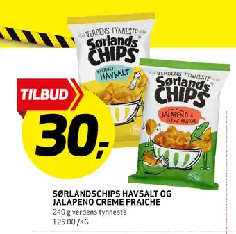 Bunnpris Sørlandschips Havsalt og Jalapeño Creme Fraiche tilbud