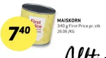 Bunnpris First price mais tilbud