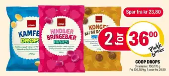 Coop Extra Bringebær drops godterier tilbud