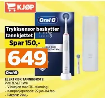 POWER ELEKTRISK TANNBØRSTE PRO3ESETCWH tilbud